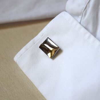 Silver Wave Cufflinks Minimal Men Gift 316 L Stainless Steel Modern Design, 3 of 4