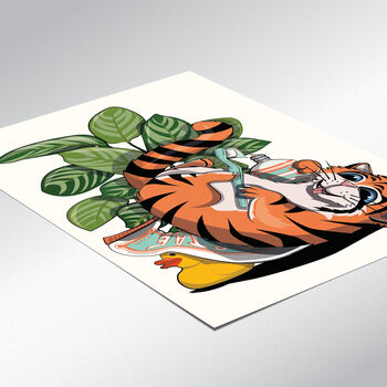 Tiger Cleaning Teeth, Funny Bathroom Home Decor Poster, 3 of 7