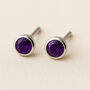 Sterling Silver February Amethyst Birthstone Stud Earrings, thumbnail 1 of 4