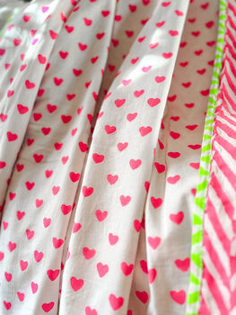 Handmade Block Print Dohar Blanket | Pink Hearts, 3 of 6