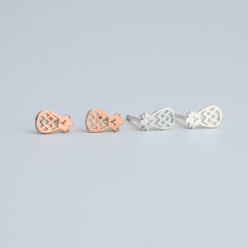 Sterling Silver Pineapple Stud Earrings, 2 of 4
