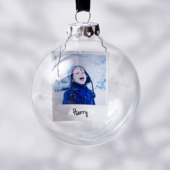 Photo Glass Personalised Christmas Bauble, 2 of 3