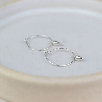 Sterling Silver Charm Hoops With Teardrops, 2 of 4