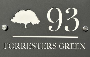 Personalised Silhouette Tree Design House Number Sign Acrylic, 6 of 11