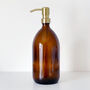 Refillable Amber Bottle With Brushed Gold Metal Pump, thumbnail 6 of 6