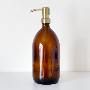 Refillable Amber Bottle With Brushed Gold Metal Pump, 6 of 6