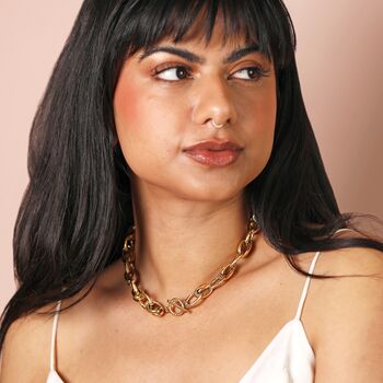 Stainless Steel Dual Link Chain Necklace In Gold, 3 of 4