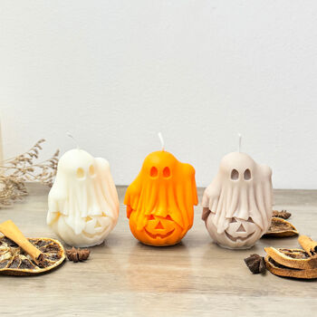 Spooky Ghost And Pumpkin Candle Halloween Decoration, 7 of 10