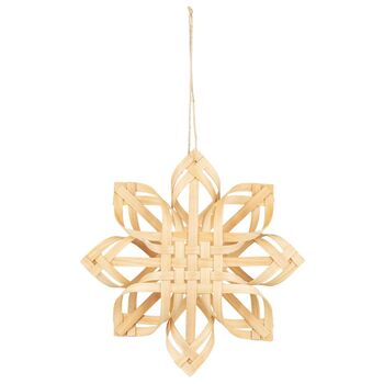 Scandi Braided Wood Snowflake Decoration | Two Sizes, 2 of 3