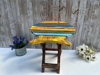 Handcrafted Multicoloured Wooden Fish Mini Stool Table, 3 of 12
