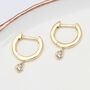 Gold Plated Or Silver And Crystal Huggie Hoop Earrings, thumbnail 3 of 7