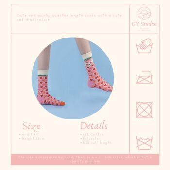 Cat Queen Quarter Length Socks For Women, 3 of 4