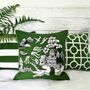 Hand Embroidered Chinoiserie Fretwork Wool Cushion, thumbnail 1 of 4