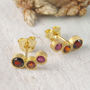 Garnet And Ruby January Birthstone Gold Plated Earrings, thumbnail 2 of 4