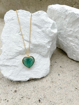 Fluorite Puff Heart Gold Plated Necklace, 6 of 7