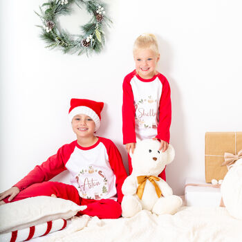 Personalised Christmas Family Matching Pyjamas Nordic Wreath, 3 of 12