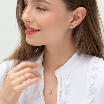 Sky Blue Topaz Solitaire Pendant Necklace In Sterling Silver And Gold, 5 of 10