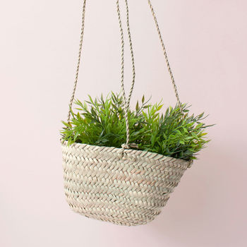 Natural Woven Hanging Planter Basket, 3 of 4