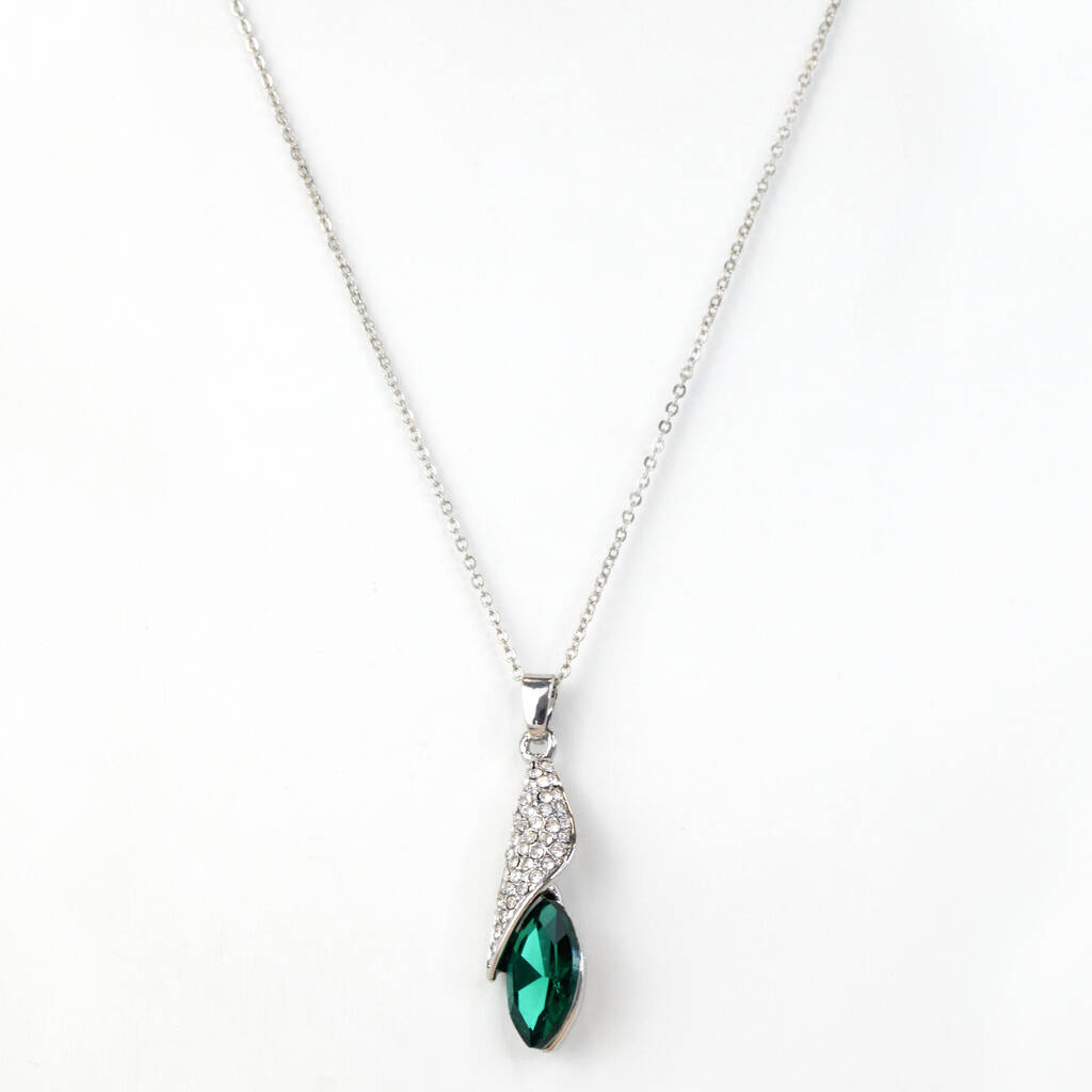 Pointed Teardrop Crystal Pendant Necklace With Tiny Zirconia, 1 of 7