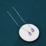 Sterling Silver Alexandrite Purple Blue Droplet Cz Threader Earrings, thumbnail 8 of 12
