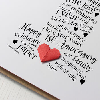 Personalised 1st Paper Wedding Anniversary Card, 4 of 4