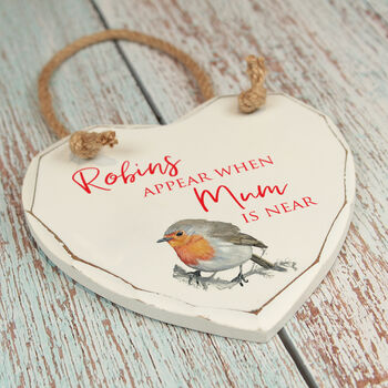 Robin Remembrance Wooden Hanging Heart, 2 of 2