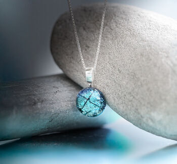 Silvery Turquoise To Sapphire Blue Glass Pendant, 3 of 10