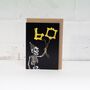60th Balloon Skeleton Gothic Birthday Card, thumbnail 3 of 6