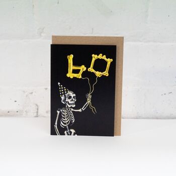 60th Balloon Skeleton Gothic Birthday Card, 3 of 6