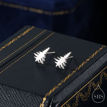 Sterling Silver Tiny Pine Tree Stud Earrings, 2 of 11