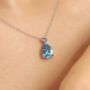 Blue Sapphire And Blue Topaz Pear Cut Pendant Necklace In Sterling Silver And Gold Vermeil, thumbnail 1 of 12
