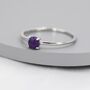 Genuine Amethyst Stone Ring In Sterling Silver, thumbnail 3 of 12