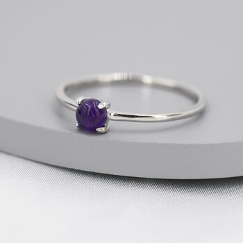 Genuine Amethyst Stone Ring In Sterling Silver, 3 of 12