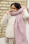 Pink Top Stitch Edge Warm Wool Blend Wrap Scarf, thumbnail 1 of 8