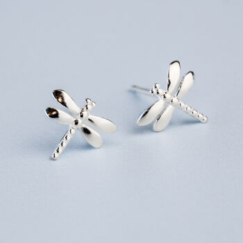 Sterling Silver Dainty Dragonfly Stud Earrings, 3 of 5