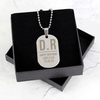 Personalised Initials Steel Dog Tag Necklace, 5 of 7