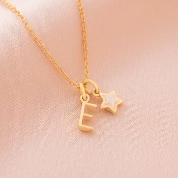 Sterling Silver Letter And Star Birthstone Necklace, 3 of 12