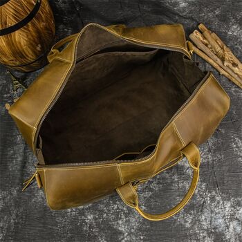 Genuine Leather Holdall Duffel Weekender, 7 of 12