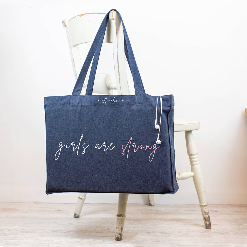 Personalised Girls Are Strong Gym Tote Bag By Jonny's Sister ...