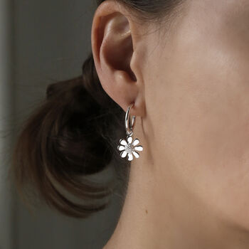 Sterling Silver Daisy Stud Hoops, 5 of 6