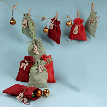 G Decor Christmas Jute Drawstring Advent Calendar Bags, 9 of 9