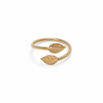 Adjustable Double Leaf Ring In Gold Vermeil, 2 of 4