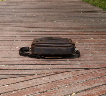 Genuine Leather Briefcase With Luggage Strap Brown, 5 of 9
