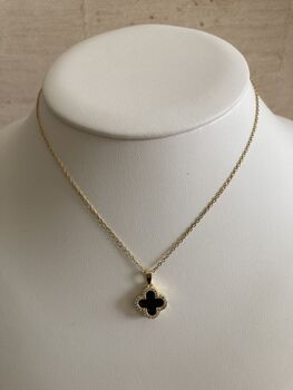 Black Fashion Four Leaf Clover Necklace, 3 of 6