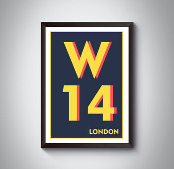 W14 Hammersmith London Postcode Typography Print, 9 of 11