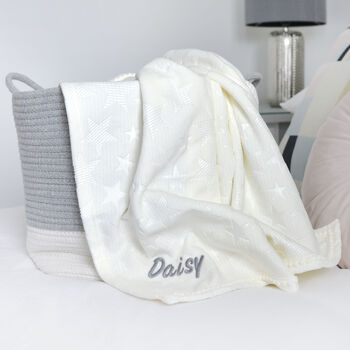 Personalised White Baby Gown And Embossed Blanket Set, 11 of 12