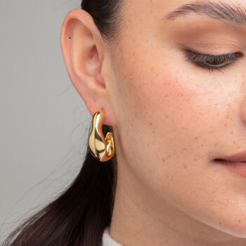 Nami 18 K Gold Plated Wave Statement Hoops, 4 of 5