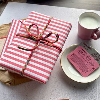 Pink Wide Stripe Paper Fibre Wrapping Paper Sheet, 4 of 12