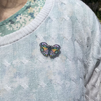 Pastel Rainbow Butterfly Enamel Pin Badge, 6 of 10