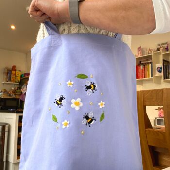 Bumble Bee Embroidery Tote Bag Craft Kit, 9 of 12